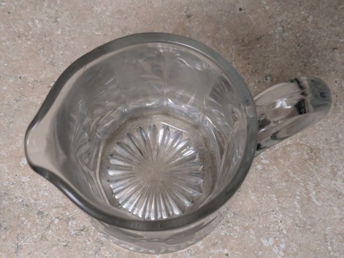 2 handle sugar bowl with matching creamer etched flowers heavy lead crystal - Picture 6 of 6