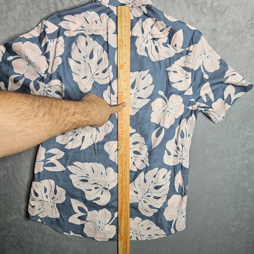 UNTUCKit Shirt Mens Medium Slim Fit Blue Floral Short Sleeve Conero Hawaiian - Picture 6 of 10
