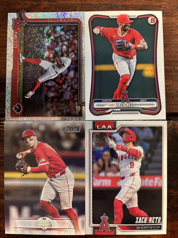 Zach Neto 4 Card LOT! Holofoil / Bowman / Stadium Club - Los Angeles Angels