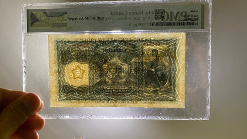 CHILE 5 PESOS 1925 PICK # 72 PMG 30 VERY FINE. - Picture 4 of 9