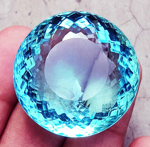 Certified Aquamarine 140 to 150 Ct Excellent Round Shape Loose Gemstone - Picture 2 of 11