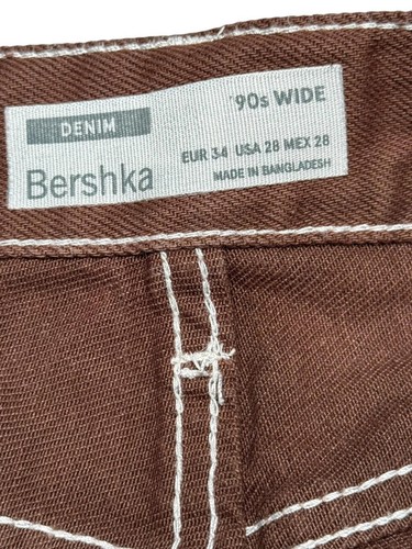 Bershka 90s Wide Leg Brown Jeans 34/28 VGC Y2K Style Same Day Shipping - Picture 6 of 12