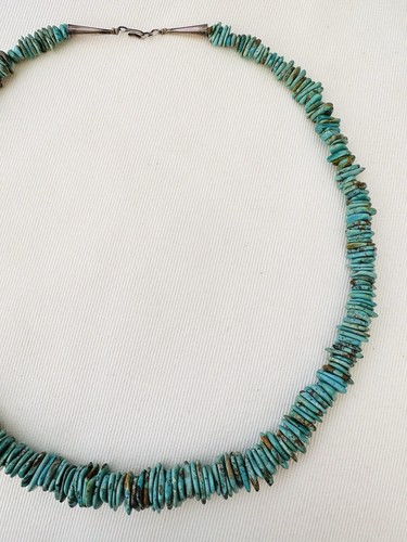 SUNRISE Old Pawn 925 Sterling Silver Vintage Turquoise Navajo Necklace 24” - Picture 4 of 12