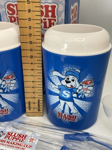 3 Slush Welpenherstellung offizielle Tassen Griffe Strohhalme Löffel eisige Getränke unbenutzt neu - Bild 8 von 13