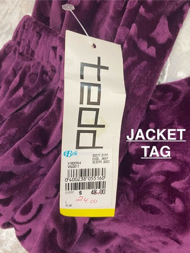 vtg 3 PIECE TRACKSUIT set purple plum Velour Velvet TEDDI 90s NWT Size Large F1 - Picture 16 of 21