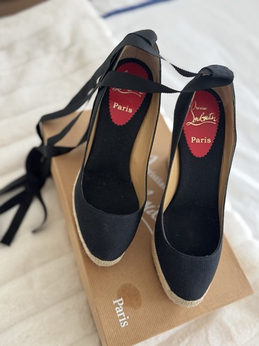 Christian Louboutin Formentera schwarze Espadrilles mit Knöchelriemen und Keilabsatz - Größe 39 - neu im Karton - Bild 2 von 9