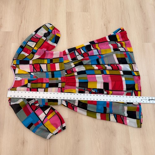 Altar Houseline Monique Dress Bauhaus Print Colorful Geometric Chiffon V Neck M - Picture 10 of 14