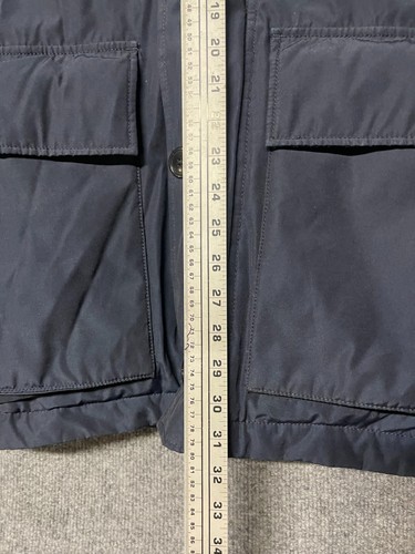 J Crew Nordic Down Parka Coat Men's Medium Blue Full Zip Button Down Filled - Picture 14 of 17