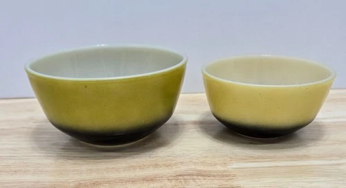 Anchor Hocking Fire King Bowls Ombre Black and Yellow and Green and Black