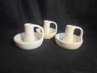 Ikea GODTAGBAR Candlestick CandleHolder w/Handle Ceramic White 3.5" Set Of 3