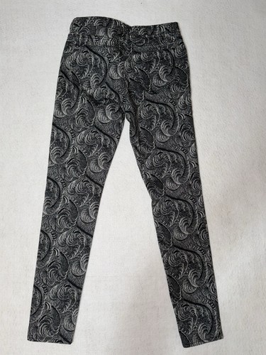 $ 295 Marchesa Voyage schwarz weiß Pflaumenmuster Stretch Hose Jeans neu mit Etikett - Bild 7 von 8