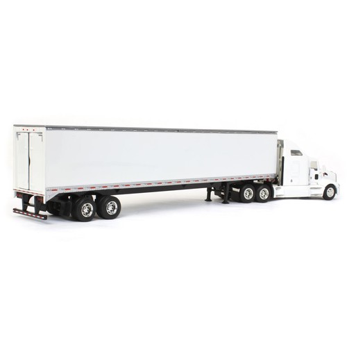 1/64 White Kenworth T660 Sleeper with Trailer with Double Rear Doors 37032 - Picture 3 of 5