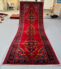3x10 Vivid Afghan Tribal Runner – Bright Red Floral Medallion Design – Vintage