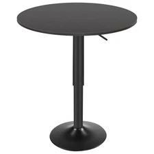 Bar Table, Height-Adjustable Round Pub Table 27-35.4 Inches, Cocktail Table w...