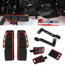 7X Diamond Cut Red Floorboards Footpeg Shifter Pedals For Harley 96-23 Touring