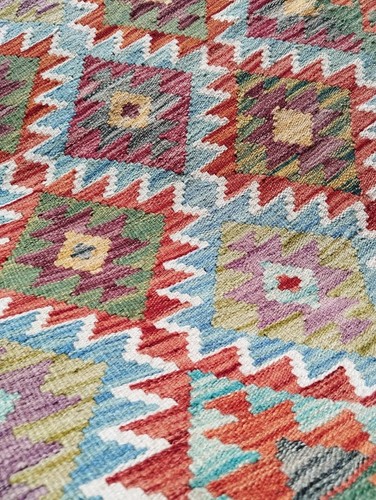 Artisan Handmade Afghan/Turkish Kilim Rug, Aztec Wool Area Rug, Size 114x80 CM - Picture 3 of 6