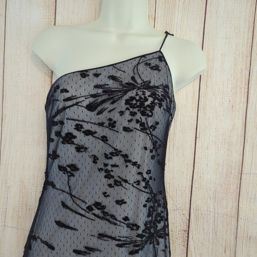 VintageRimini Sequins Floral Black Sheer Overlay Gown / Day Maxi Dress 6 - Picture 2 of 12