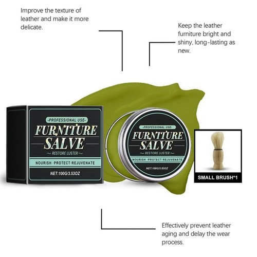 Leather Care Cream, Leather Salve for Furniture, with Leather Furniture Brush - Picture 3 of 14