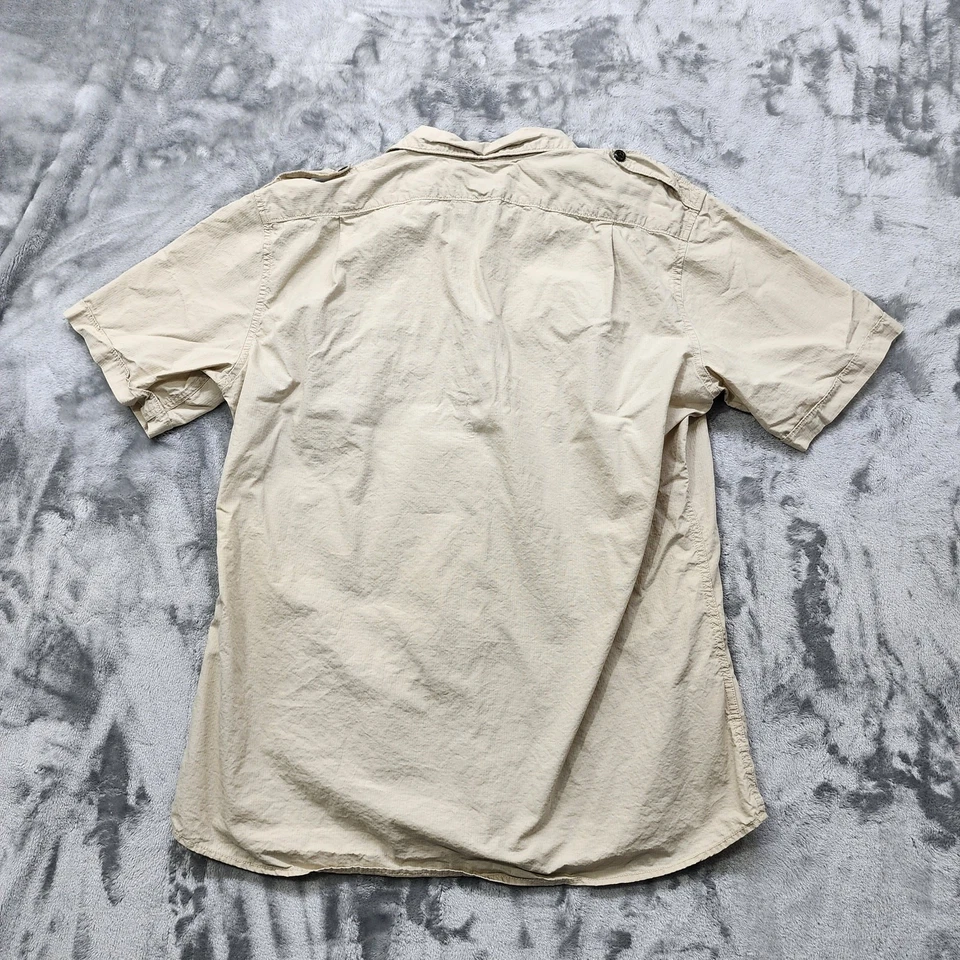 Eddie Bauer Shirt Mens L Beige Cotton Classic Fit Short Sleeve Button Down - Image 2 of 4