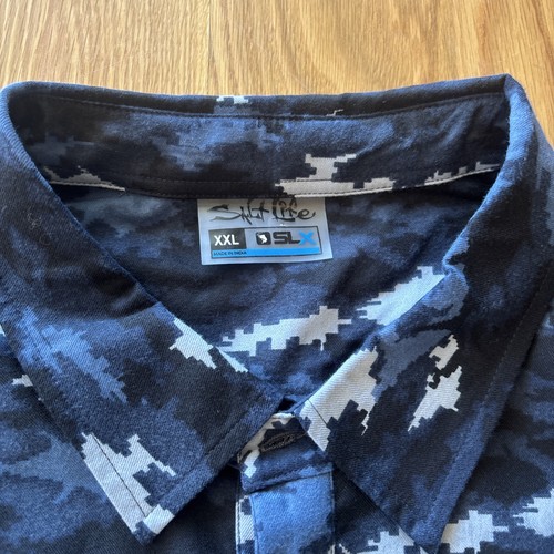 Salt Life Men's 2XL Aquatic Journey Long Sleeve Woven Performance Fishing Shirt - Picture 3 of 15