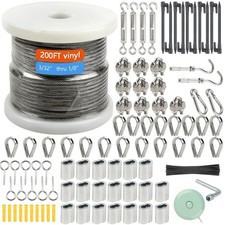 1/8" Wire Rope Kit?Steel Wire Cable?200Ft Turnbuckles for Cables Wire?Vinyl Coat