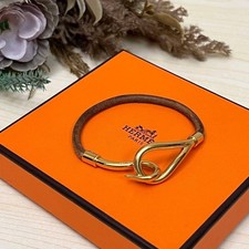 Hermes Jumbo Gold Brown Leather Bracelet Authentic Pre-owned