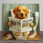Dog on the Toilet "Max" Ceramic UV Printed Picture Tile Plaque 20cm x 20cm