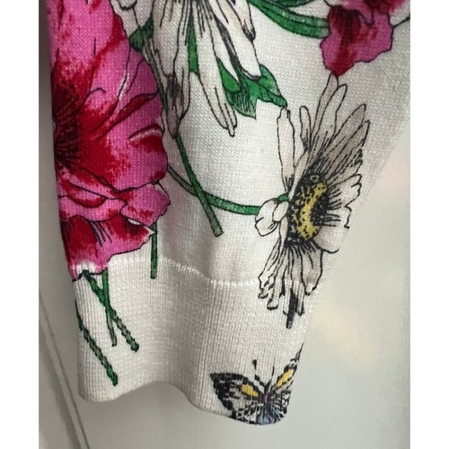 Cárdigan Suéter Talbots Petites Jardín Fiesta Blanco con Estampado Floral Talla Sp - Imagen 4 de 7