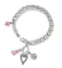 Brighton Power Of Pink 2025 Silver Pink Crystal Breast Cancer Charm Bracelet New
