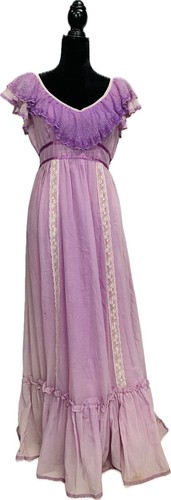 Gunne Sax Dress Vtg Prairie Corset Cottagecore Jessica McClintock Purple 13 W32 - Picture 3 of 23