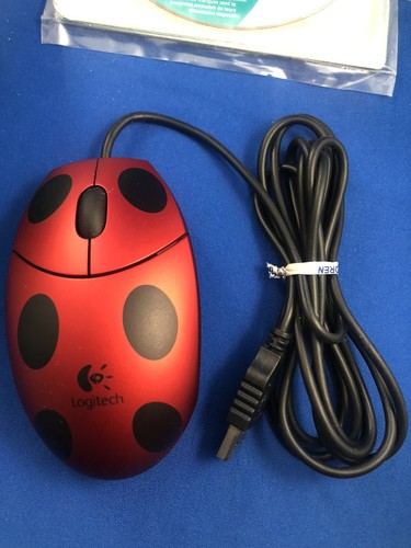 VINTAGE LOGITECH WIRED LADYBUG MOUSE w/ Instructions/Software/Box EX Cond WORKS - Picture 3 of 8