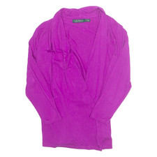 RALPH LAUREN Womens Blouse Purple V-Neck Long Sleeve M