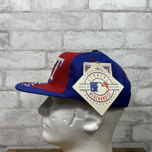 Vintage Texas Rangers Snapback Hat 90s Brim Script Blockhead MLB Side Logo NWT - Picture 5 of 9
