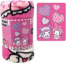 SANRIO Hello Kitty: My Melody  Kuromi 45' x 60' Soft Throw Fleece Blanket