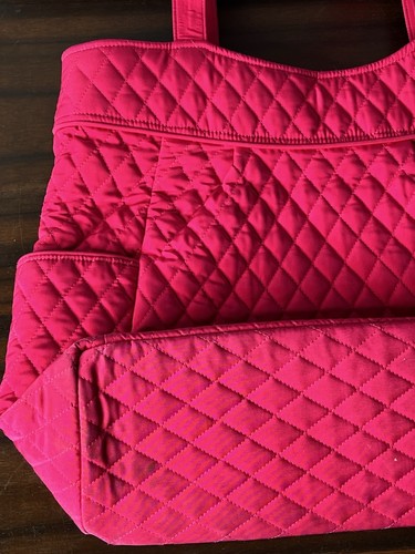 Vera Bradley Hot Pink Fuschia Raspberry Quilted Diamond Large Tote Bag Purse HTF - Bild 9 von 19