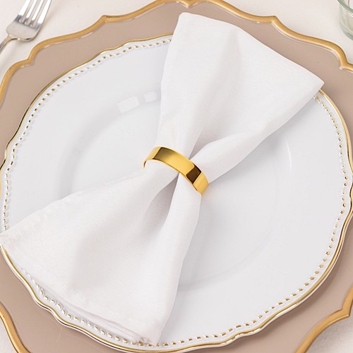 Gold 4 Semicircle 2" Decorative Metal Napkin Rings Party Events Home Decorations - Picture 3 of 9