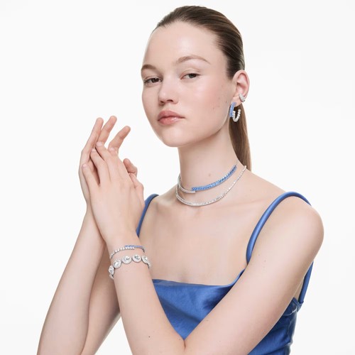 Girocollo Swarovski Matrix, tagli misti, blu, rodiato 5722464 - Foto 7 di 7