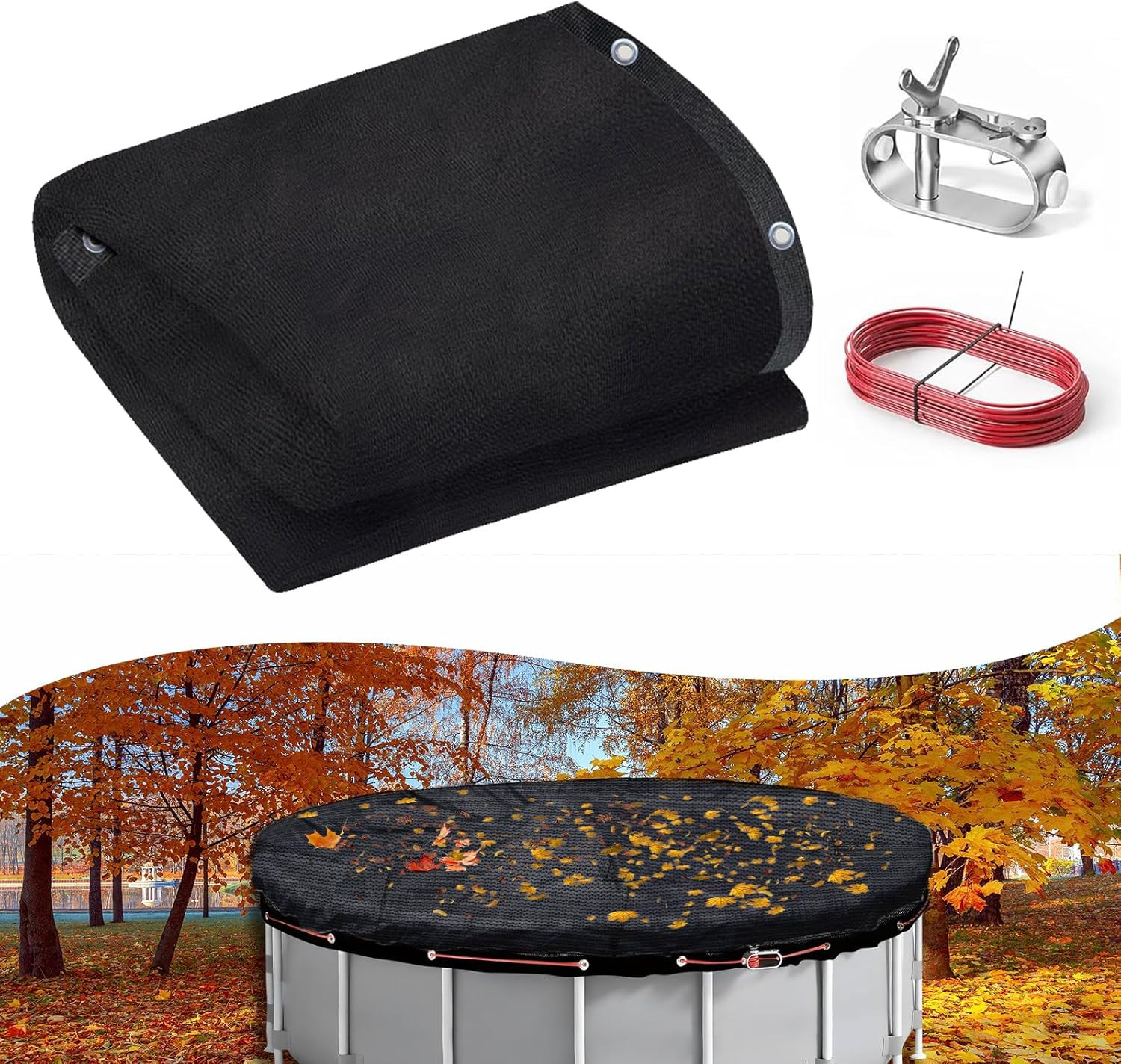 24 Ft Round Above Ground Leaf Net Pool Cover Heavy-Duty Mesh US