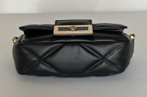 Versace Quilted Calf Leather Black Small Shoulder Bag 1014521 Italy NWT $1700 - Picture 3 of 13