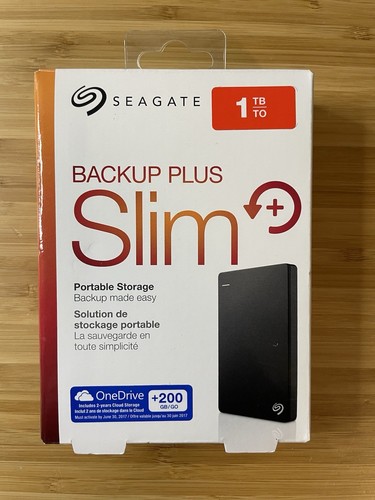 Seagate Backup Plus Slim Portable 1TB External HD Windows / Mac USB 3.0 - Picture 1 of 7