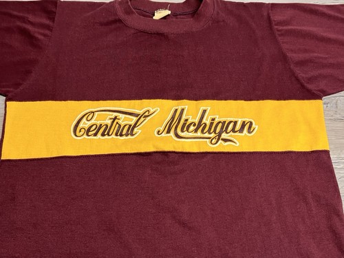 Vintage 70s Central Michigan University T-Shirt USA Made Sz L Collegiate Tee - Picture 3 of 8