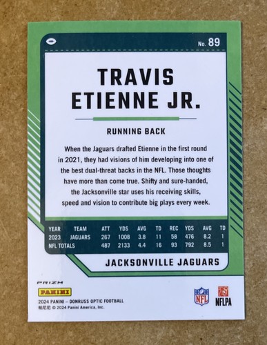 2024 Donruss Optic Travis Etienne Red Stars Prizm SP #89 Jacksonville Jaguars - Bild 2 von 2
