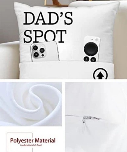 Fathers Day Gift Mom Funny Birthday Dads Spot Remote Control Holder Pillow Cover - Picture 6 of 7