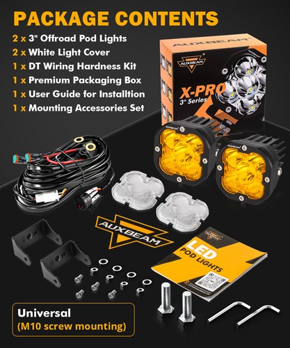Auxbeam 4PCS 3INCH LED Cube Pods Work Light Spot Flood Beam Offroad ATV UTV - Foto 7 di 11