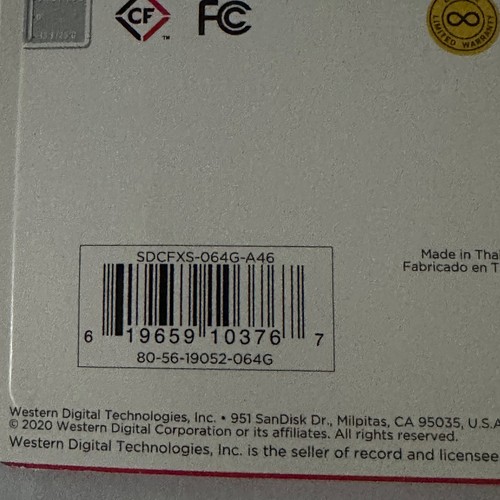 SanDisk Extreme CompactFlash 64GB Memory Card Unopened - Picture 3 of 3