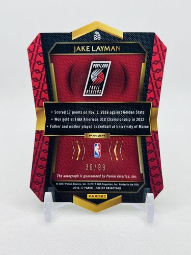 2017 Panini Select  Scored 17 points against Jake Layman Blazers Auto /99 #28 - Picture 22 of 24