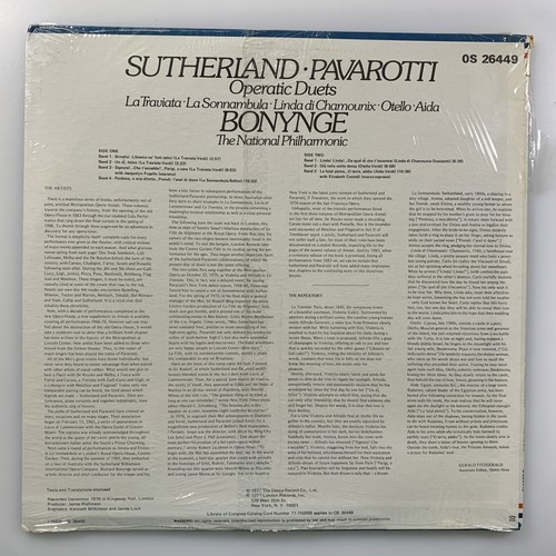 SUTHERLAND - PAVAROTTI OPERATIC DUETS Original Sealed Promo LP LONDON OS26449 - Picture 2 of 2
