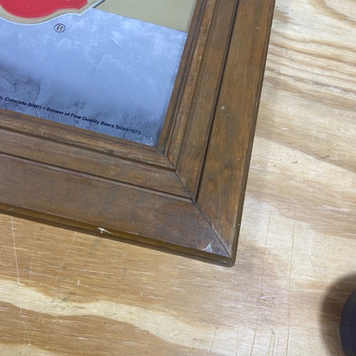 "Letrero de cerveza Coors 1987 vintage espejo marco de madera plata y oro montañas 27"" x 17""" - Imagen 2 de 12