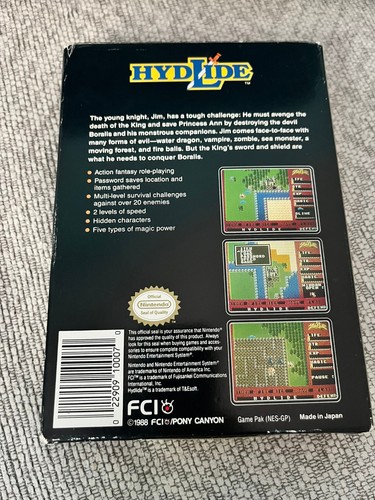Hydlide (Nintendo Entertainment System, 1989) CIB, Complete in Box! - Picture 8 of 9