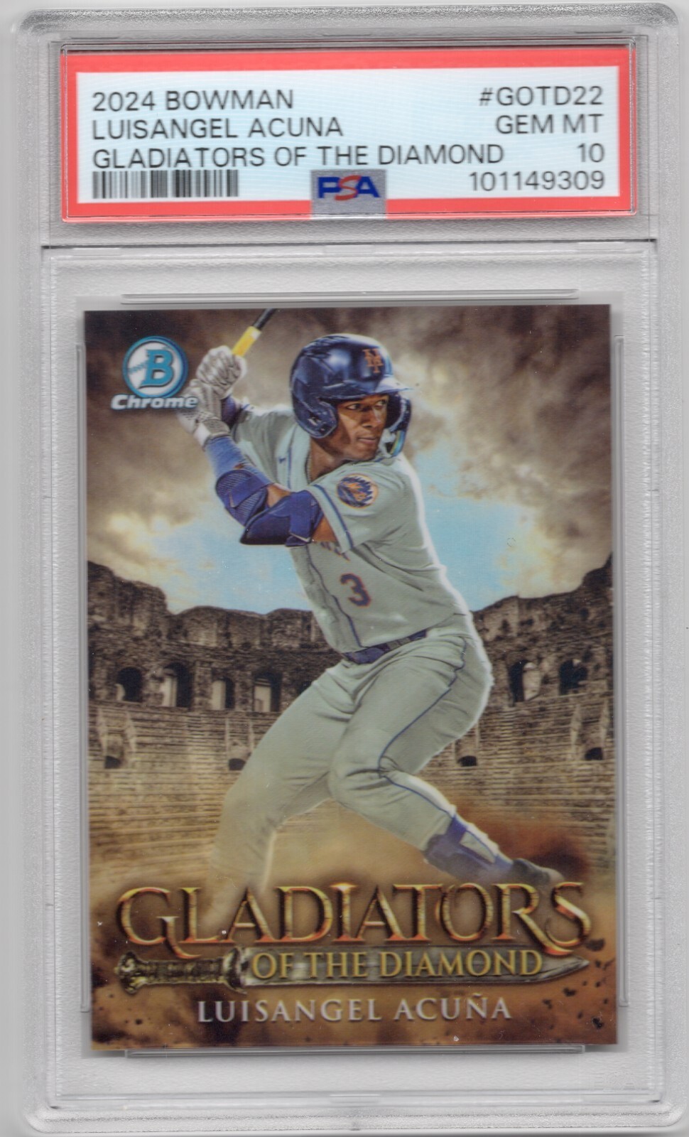 2024 Bowman Chrome Luisangel Acuna Gladiators of the Diamond #GOTD22 PSA 10 Mets
